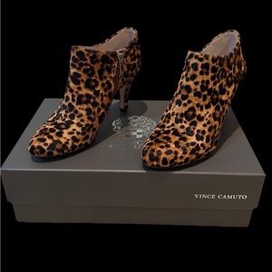 Vince Camuto Vive Calf Hair Leopard Side-Zip Booties